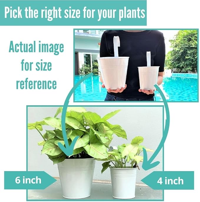 LaLaGreen Rail Planter (6 in, 10 Pack) White Metal Iron Railing Pots | Balcony railing planters for apartment, patio, porch, deck, over rail, outdoor plants, flower boxes, plant hangers