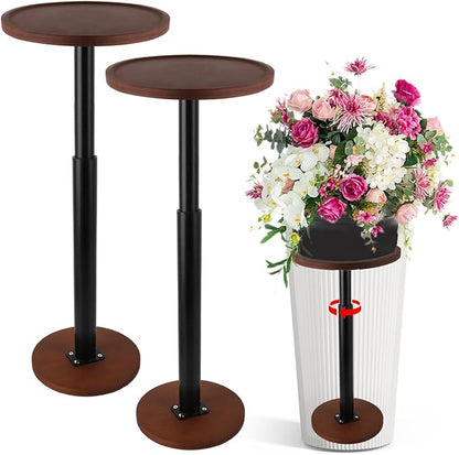LUTTY 2Set Wooden Adjustable Plant Risers for Inside Pot,17.7-29.5 inches Tall Tapered Plant Riser Fill Bottom of Tall Flower Pots and Large Plants Containers, Rise Filler Riser of Flower Pots
