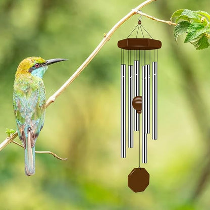 Wind Chimes for Outside, Wind Chimes Outdoor Deep Tone with 6 Tuned Tubes, Memorial Wind Chime for Garden, Patio and Home