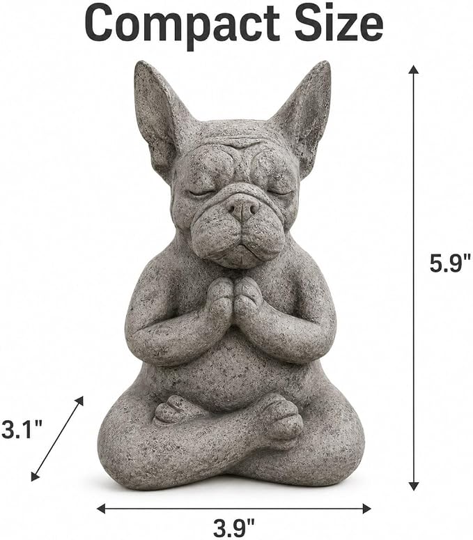 Meditating Buddha Bulldog Statue-Cute Funny Zen Animal Tabletop Decor for Home and Garden for Patio Lawn Yard Porch Ornament Garden Gift