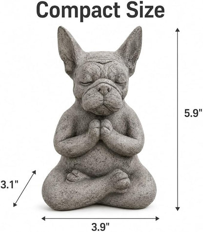 Meditating Buddha Bulldog Statue-Cute Funny Zen Animal Tabletop Decor for Home and Garden for Patio Lawn Yard Porch Ornament Garden Gift