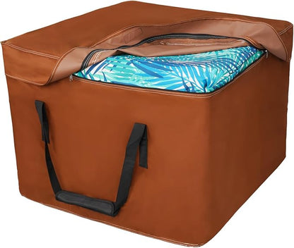 NettyPro Outdoor Patio Cushion Storage Bags 32 x 32 x 24 inch Water-Resistant Heavy Duty Small Storage Bag for Cushions, Brown