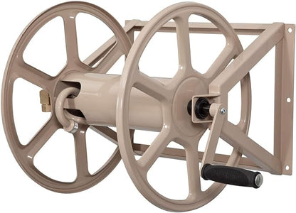 Liberty Garden 709 Steel Wall/Floor Mounted Hose Reel, Holds 200-Feet of 5/8-Inch Hose - Tan, 17.6 x 22 x 15
