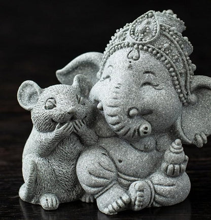 livelyfish Small Elephant Statue Sandstone Figurine Hindu Meditation Buddha Sculpture for Fish Tank Aquarium Decoration (C)