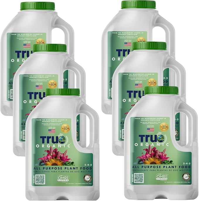True Organic All Purpose Plant Food – Organic Fertilizer for Fruits, Vegetables, Flowers, and Herbs – 4.5lb Jug Covers 97 sq. ft.- Case of 6