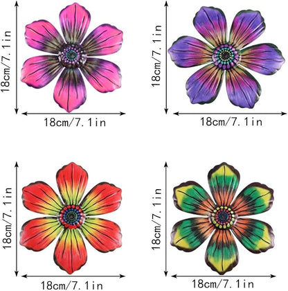 WJPFZSO 7.1 in Metal Flower Wall Decor -Outdoor Fence Wall Art Decor Hanging Decor for Garden, Patio, Living Room (4 Pack)