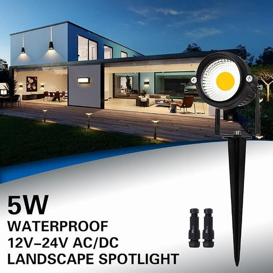 5W Spot Lights Outdoor 5000K Daylight White Flag Pole Light 12V~24V AC/DC LED Landscape Spotlights, Waterproof Low Voltage Landscape Lighting for Yar (12)