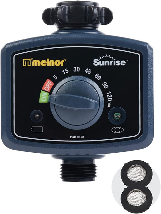 Melnor 65073-AMZ Sunrise Once-A-Day Automatic Water Timer with 2 Filter Washers Set, Amazon Bundle