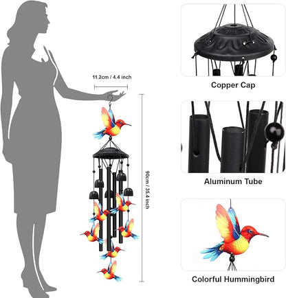 Wind Chimes for Outside Hummingbird Gifts Metal Yard Art Garden Decor Windchimes Outdoor Hummingbird Gift for Mom/Grandma-1PCS