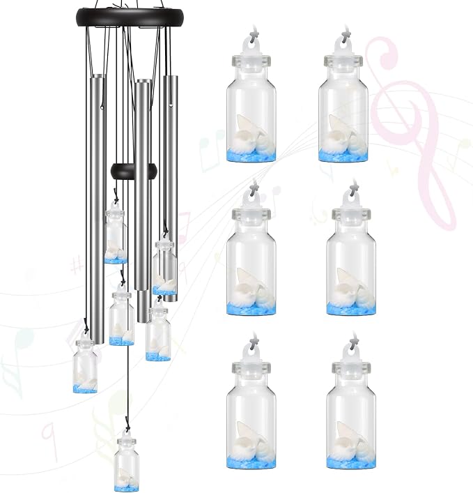 Virekm Friendship Wind Chimes, Small Outdoor Windchime for Patio Decoration, Garden Decor. Zen Garden Decor Christmas Mothers Day Mom Wind Chimes Gifts (Wishing Bottle)