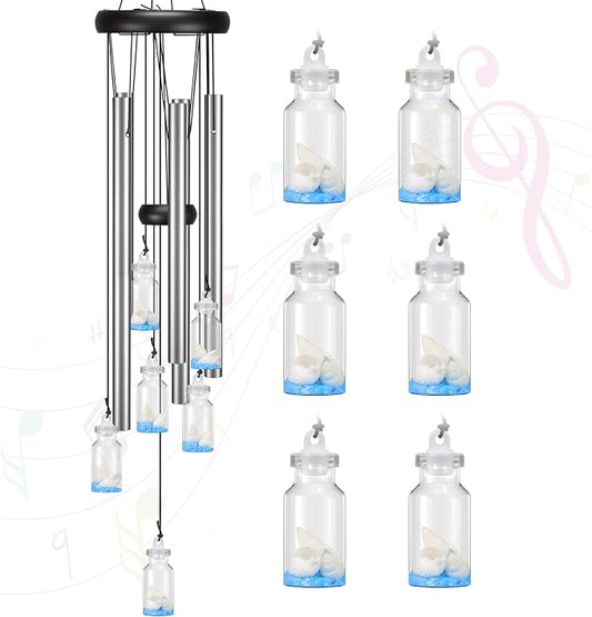Virekm Friendship Wind Chimes, Small Outdoor Windchime for Patio Decoration, Garden Decor. Zen Garden Decor Christmas Mothers Day Mom Wind Chimes Gifts (Wishing Bottle)