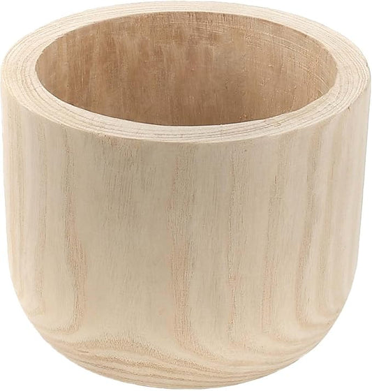 CYS EXCEL 8.25'' Natural Cylinder Planter Lightweight Natural Wood Cachepot for Indoor Plants, Succulents, Herbs, Home & Office Decor
