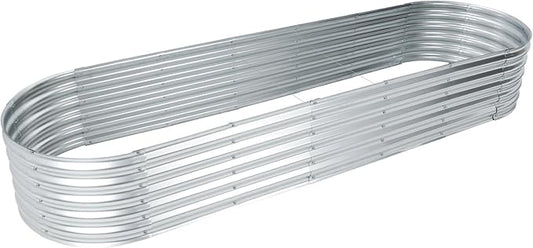 Aoodor Galvanized Raised Garden Bed Kit, 6.9 x 2 x 1 Ft, Oval Planter Box for Vegetables, Flowers, and Herbs, Outdoor Use, Silver