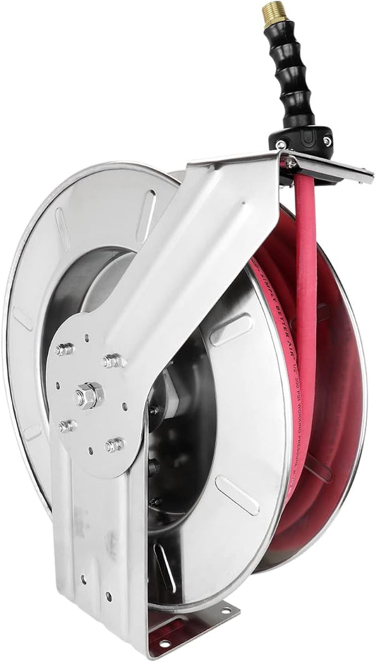 Milton 2756-2512SS: Stainless Steel Hose Reel W/ 1/2" X 25' Epdm Hose (1/2" Fittings)