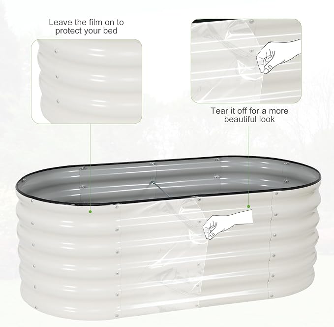 Galvanized Raised Garden Bed Outdoor- 2 Pcs Raised Beds for Gardening| Metal Planter Box, Steel Raised Garden Bed Kit with Gloves for Vegetables, Flower, Herbs (4x2x1.4FT, White)