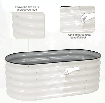 Galvanized Raised Garden Bed Outdoor- 2 Pcs Raised Beds for Gardening| Metal Planter Box, Steel Raised Garden Bed Kit with Gloves for Vegetables, Flower, Herbs (4x2x1.4FT, White)