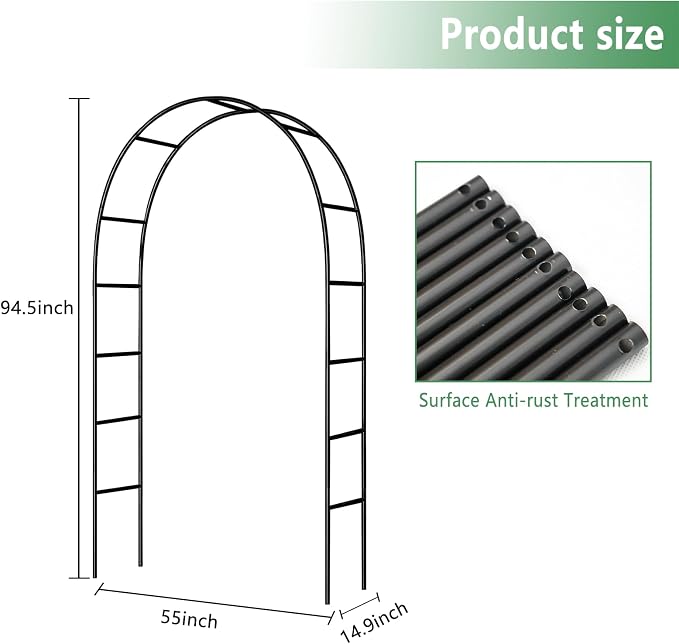 Thorise 7.9 Ft H x 4.6 Ft W Metal Pergola Arbor,Assemble Freely 2 Sizes,for Various Climbing Plant Wedding Garden Arch Bridal Party Decoration Wide Arbor, 1 Pack