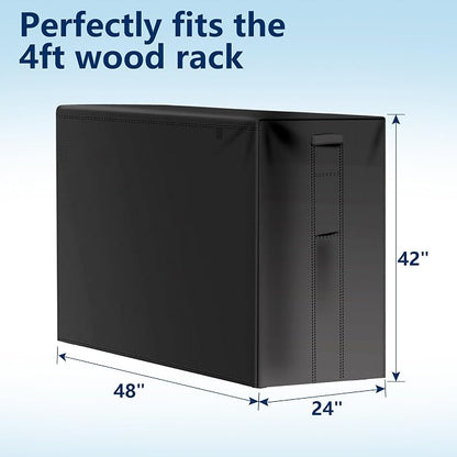 AMAGABELI GARDEN & HOME 4ft Firewood Log Rack Cover Outdoor Heavy Duty wood rack cover Waterproof Fire Wood Storage Covers 600D Oxford Fabric Fireplace Logs Holder Cover Black