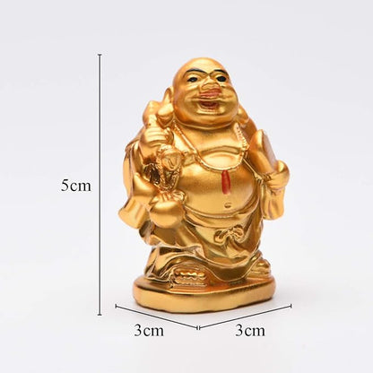 BRABUD 2'' Golden Laughing Buddha Figurines with Red Lips Good Gift and Collection Set of 6 (2'' Gilt)