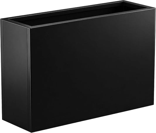 Metal Planter Box 36” x 12” x 24” for Porch, Garden, Patio, Yard | Heavy Duty Rectangle Planter Box with with Drainage Holes & Rust-Proof Coating, Modern Outdoor/Indoor Black Planter Box
