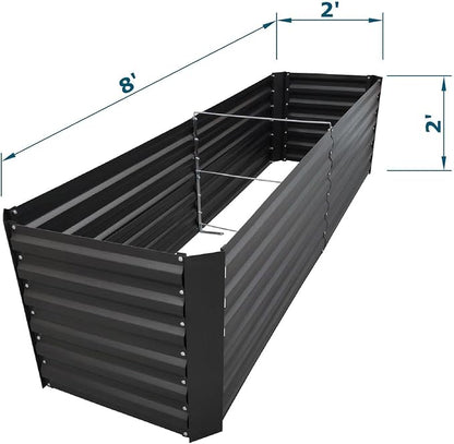 8x2x2FT Black Metal Raised Garden Bed Kit, Galvanized Outdoor Planter Box for Vegetables, Flowers, Herbs, Succulents and More