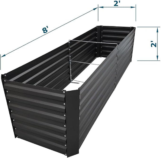 8x2x2FT Black Metal Raised Garden Bed Kit, Galvanized Outdoor Planter Box for Vegetables, Flowers, Herbs, Succulents and More