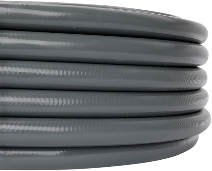 Worth Long Lead-in Gray Garden Hose 5/8 in. x 50 ft. -Kink Free, No Leaking, Male/Female Fittings -Heavy Duty Durable Flexible Lightweight Water Pipe -Brass Aluminum Ends for Household & Yard Use