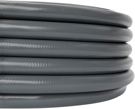 Worth Long Lead-in Gray Garden Hose 5/8 in. x 50 ft. -Kink Free, No Leaking, Male/Female Fittings -Heavy Duty Durable Flexible Lightweight Water Pipe -Brass Aluminum Ends for Household & Yard Use