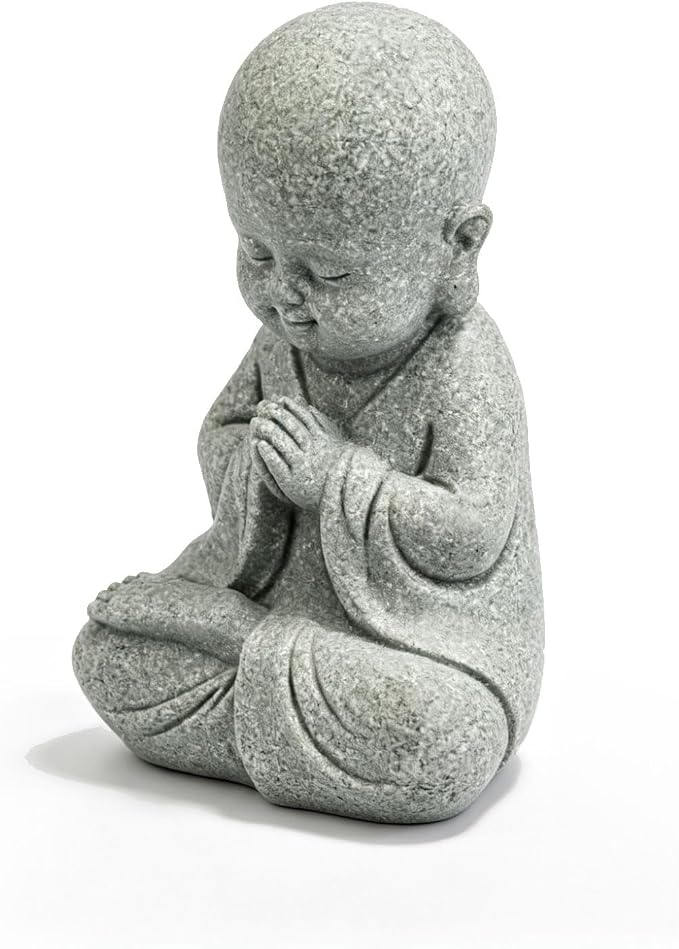 Meditating Buddha Statue Figurine | Zen Decor Sandstone Small Garden Monk Sculpture Indoor/Outdoor Decor for Home