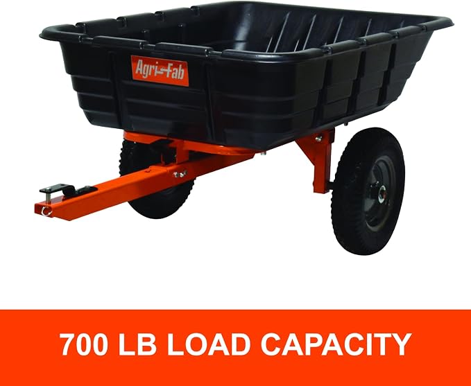 Agri-Fab Tow Behind Poly Dump Swivel Cart for Lawn Tractors and Mowers, 700 lb Capacity with Foot Dumping Mechanism