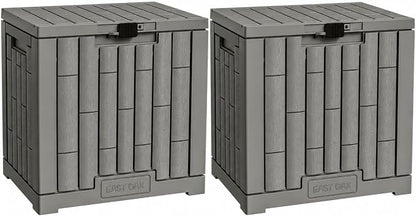 EAST OAK Outdoor Storage Box, 31 Gallon 2 Pack Deck Box Indoor and Outdoor Use, Waterproof Resin Storage Bin for Package Delivery, Patio Cushions, Gardening Tools, Lockable, UV Resistant, Grey