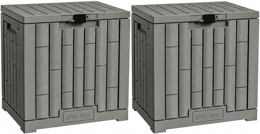 EAST OAK Outdoor Storage Box, 31 Gallon 2 Pack Deck Box Indoor and Outdoor Use, Waterproof Resin Storage Bin for Package Delivery, Patio Cushions, Gardening Tools, Lockable, UV Resistant, Grey
