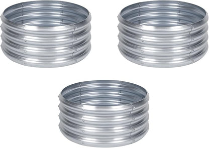 PINPON 2-Pack Galvanized Raised Garden Bed 2x2x1 ft, Round Metal Planter Box Outdoor for Vegetables Flowers, Heavy-Duty Rust-Resistant, Also Use as Fire Pit Ring for Backyard Camping
