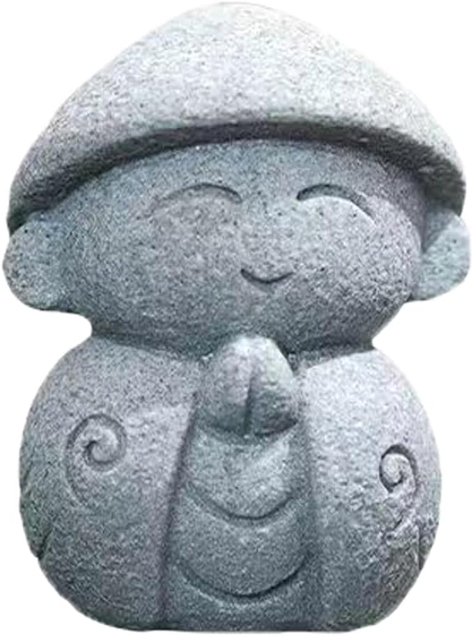 livelyfish Japanese Monk Statue Praying Zen Sandstone Mini Buddha Statues Asian Garden Sculptures for Wealth Good Luck Feng Shui Home Decor, G