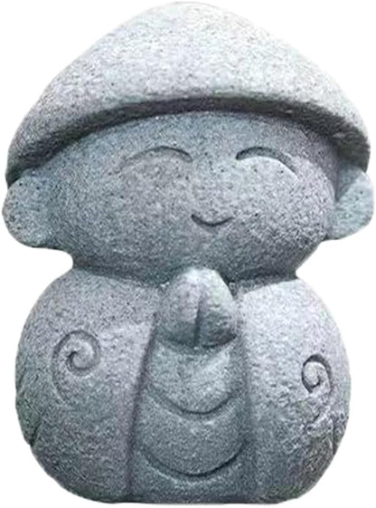 livelyfish Japanese Monk Statue Praying Zen Sandstone Mini Buddha Statues Asian Garden Sculptures for Wealth Good Luck Feng Shui Home Decor, G
