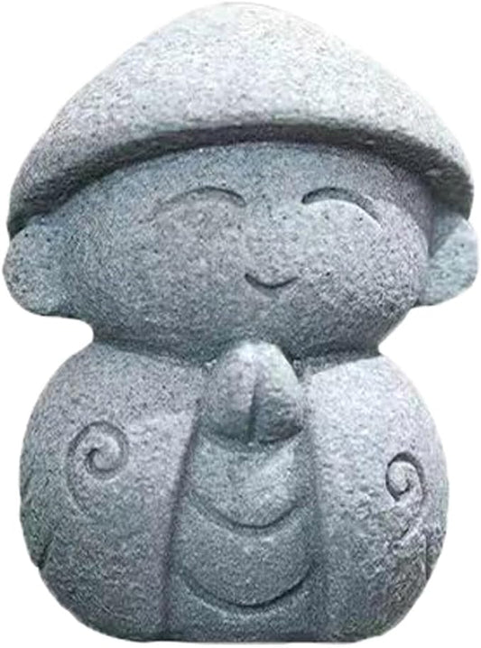 livelyfish Japanese Monk Statue Praying Zen Sandstone Mini Buddha Statues Asian Garden Sculptures for Wealth Good Luck Feng Shui Home Decor, G