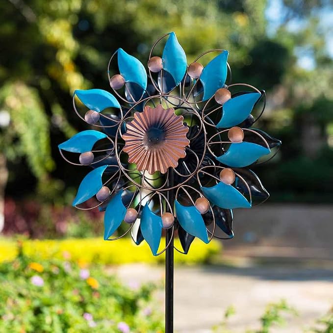 Stargarden Metal Wind Spinner, 13.7" Dia Outdoor Wind Spinners | Kinetic Garden Art & Outdoor Decoration for Yard