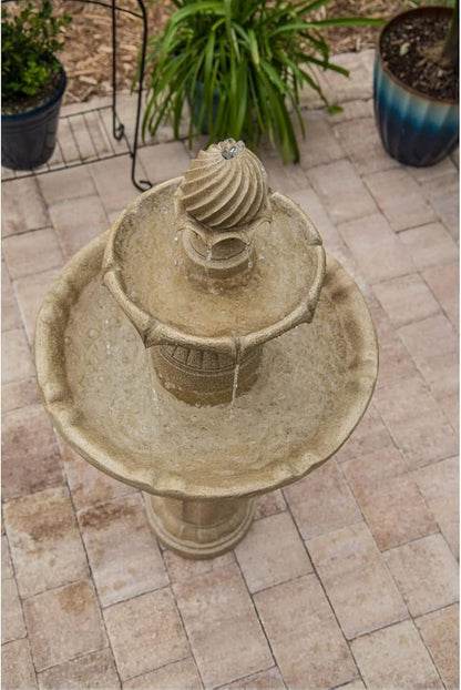 Kenroy Home Frost Outdoor Solar Floor Fountain with Tan Finish, Traditional Style, 44" Height, 22" Width, 22" Depth