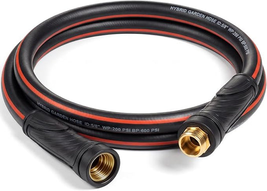 SheeChung Short Garden Hose 5ft x 5/8",Leader Hose for Hose Reel Faucet,Heavy Duty Water Hose with Handle,All-Weather 5 Foot,Male to Female Rubber Hose,Flexible,3/4"GHT