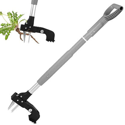 39 Inch Weed Puller Tool,Stand Up Weed Puller Tool with Long Handle,4-Claw Steel Head Design, Roots Remover for Garden & Lawn Care,Weeder Root Without Bending for Dandelion Gardening Yard Patio（Grey）
