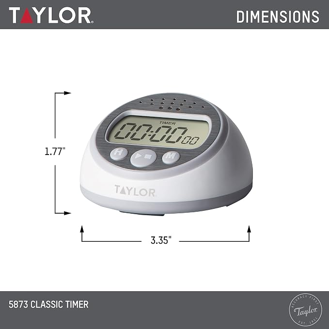 Taylor Digital Timer Counts Up and Down for School, Learning, Projects, and Kitchen Tasks, Super Loud Digital Timer, Gray