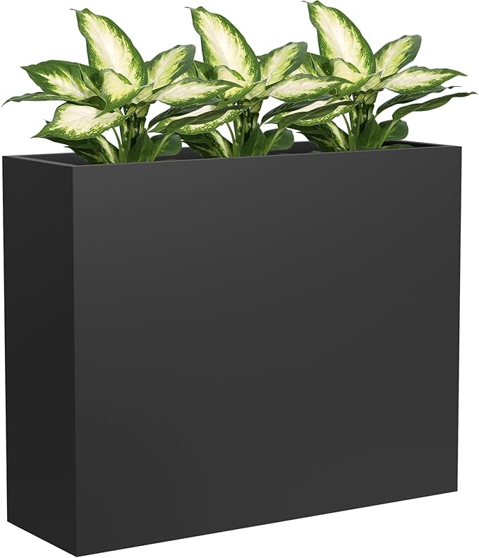 Metal Tall Planter 38" L x 12" W x 30" H | Long Rectangular Planter Box, Drainage Holes & Removable Shelf, Heavy Duty Steel Planter for Tall Plants, Flowers or Shrubs