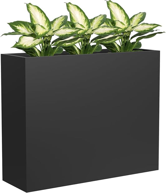 Metal Tall Planter 38" L x 12" W x 30" H | Long Rectangular Planter Box, Drainage Holes & Removable Shelf, Heavy Duty Steel Planter for Tall Plants, Flowers or Shrubs