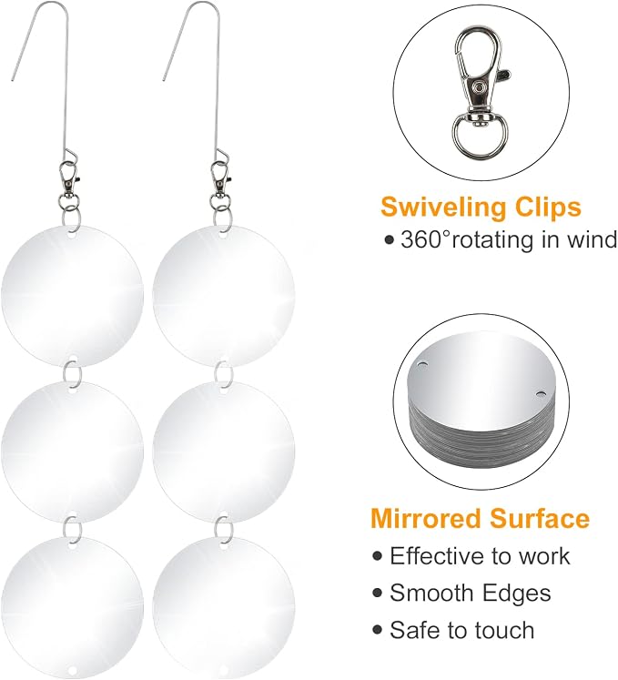 XPCARE 48 Pcs Bird Scare Discs Set, Reflective Double-Sided Bird Reflectors Upgraded Discs Set Reflective to Scare Bird Like Woodpeckers Pigeons Ducks