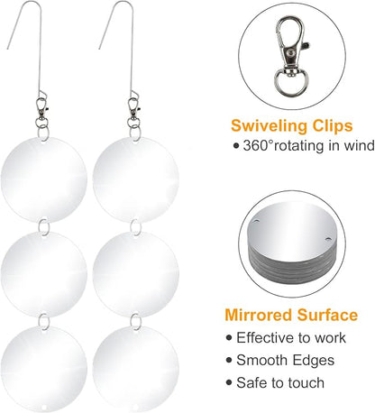 XPCARE 48 Pcs Bird Scare Discs Set, Reflective Double-Sided Bird Reflectors Upgraded Discs Set Reflective to Scare Bird Like Woodpeckers Pigeons Ducks