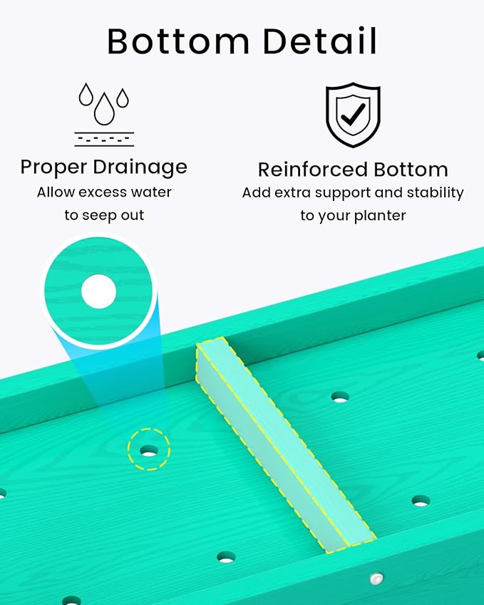Small HDPE Raised Garden Bed, Elevated Planter Box with Legs, Outdoor All-Weather Planter Raised Beds for Seeds, Herbs, Flowers, Vegetables (Aruba Blue)