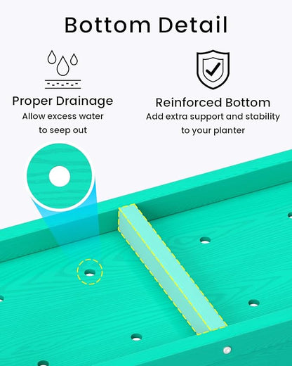 Small HDPE Raised Garden Bed, Elevated Planter Box with Legs, Outdoor All-Weather Planter Raised Beds for Seeds, Herbs, Flowers, Vegetables (Aruba Blue)