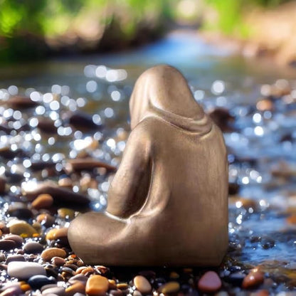 livelyfish Aquarium Buddah Statue Sandstone Zen Buddha Sculptures for Garden Fish Tank Home Decorations (G)