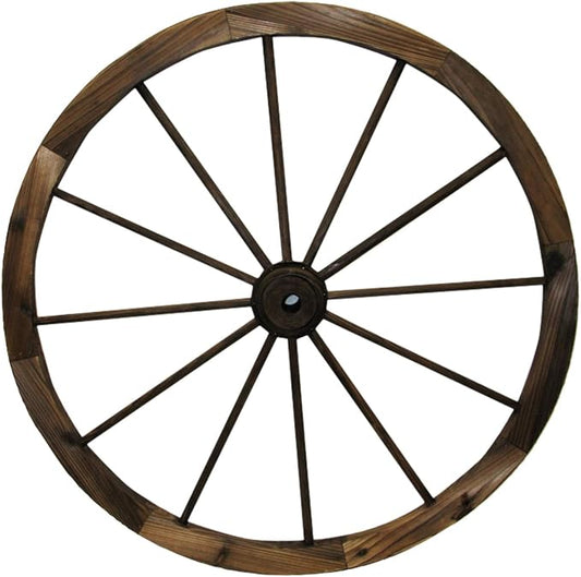 Leigh Country 30-Inch Wooden Wagon Wheel, Rustic Decorative Yard/Garden Décor, for Decoration Only