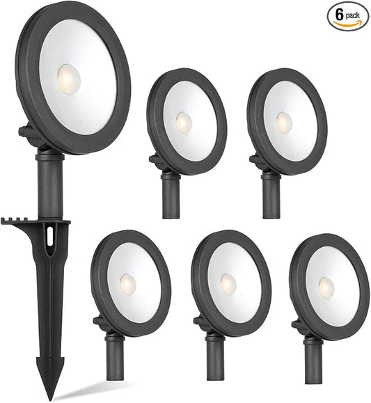 hykolity Low Voltage LED Landscape Wall Wash Light, 12V Outdoor Spotlight | Die-Cast Aluminum, Waterproof Pathway Lights, 7.4W 430LM, Black Outdoor Landscape Lighting for Tree, Building, 6 Pack